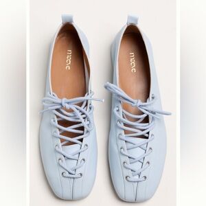 Maeve Light Blue Lace-Up Ballet Flats